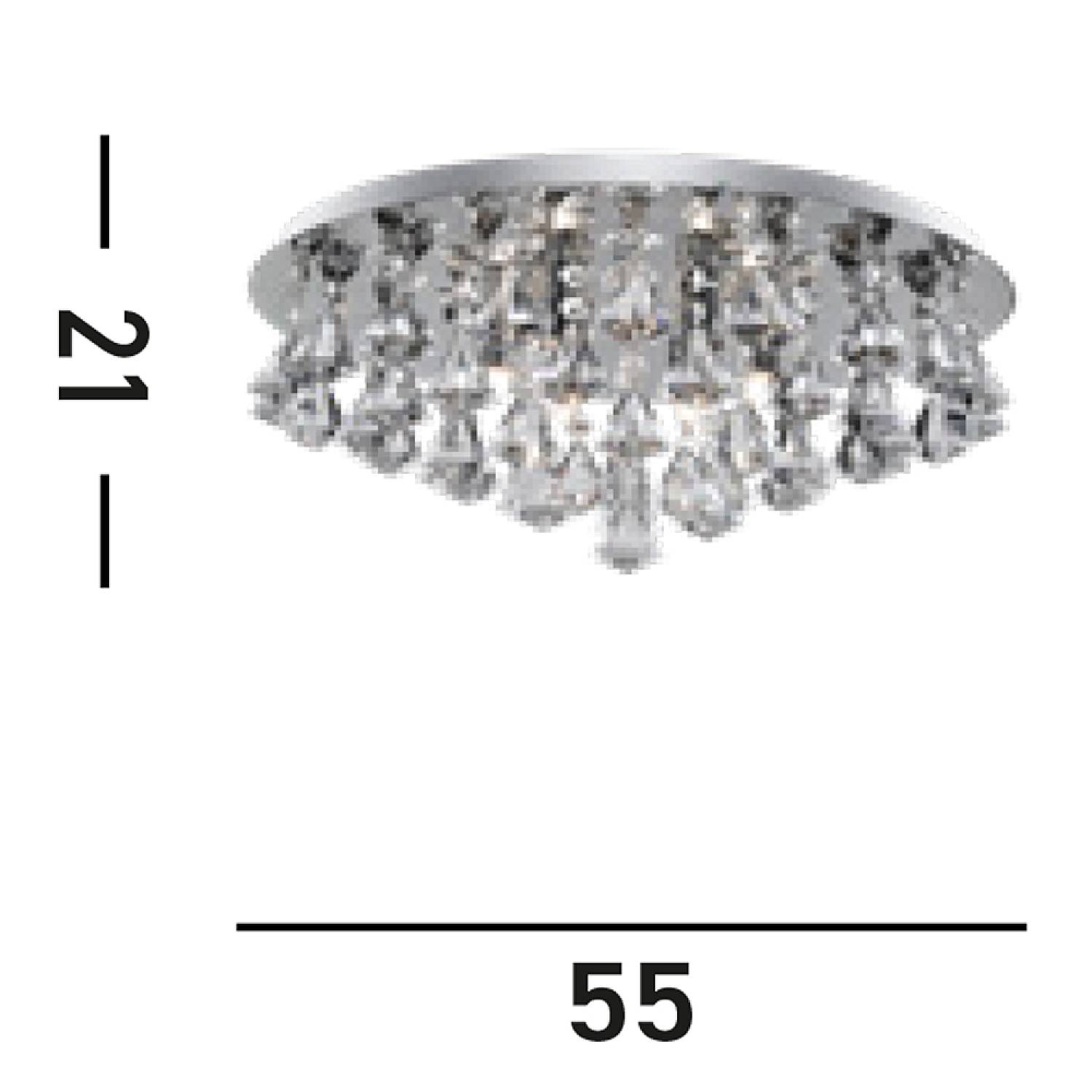 Plafoniera Classica Hanna Acciaio Cromo Vetro Pendente 8 Luci G9 D55Cm 3308-8CC