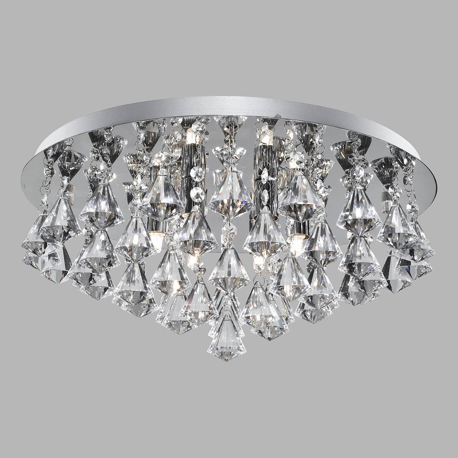Plafoniera Classica Hanna Acciaio Cromo Vetro Pendente 8 Luci G9 D55Cm 3308-8CC