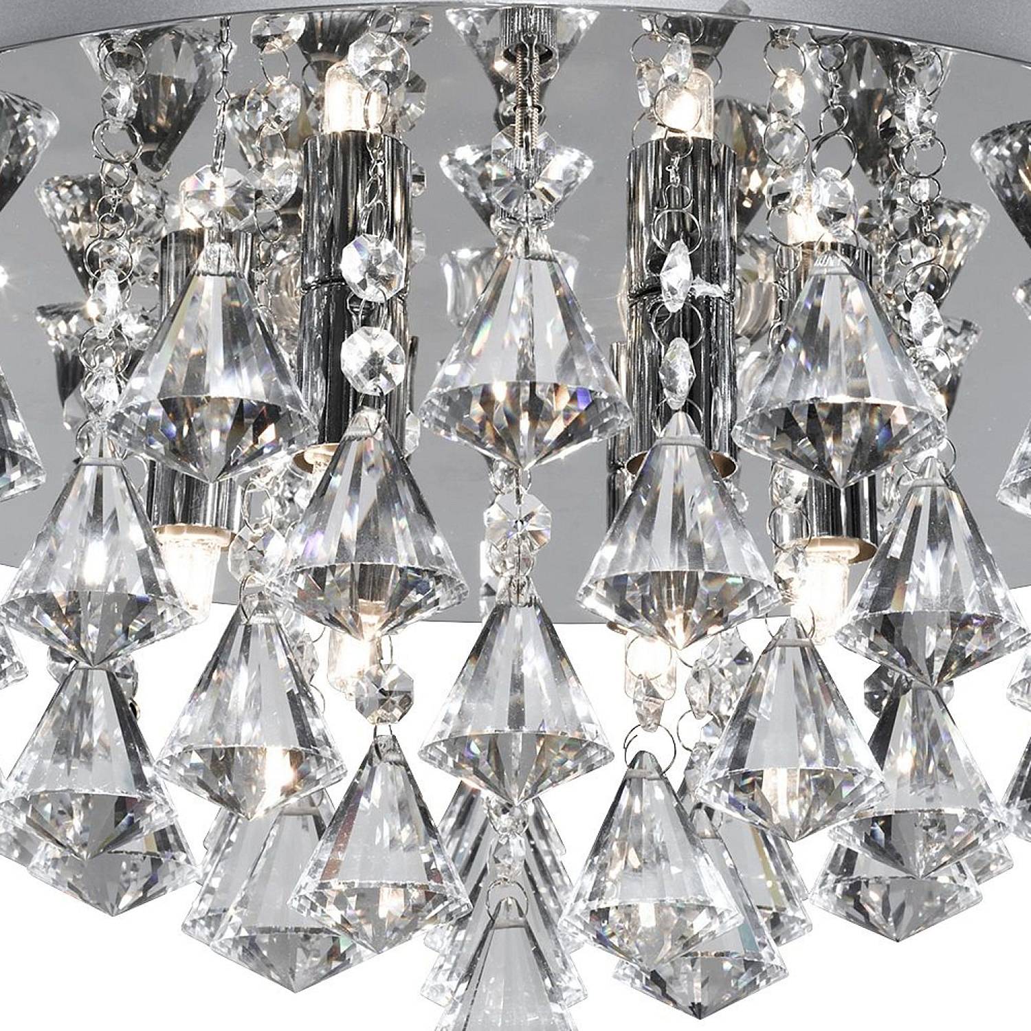 Plafoniera Classica Hanna Acciaio Cromo Vetro Pendente 8 Luci G9 D55Cm 3308-8CC