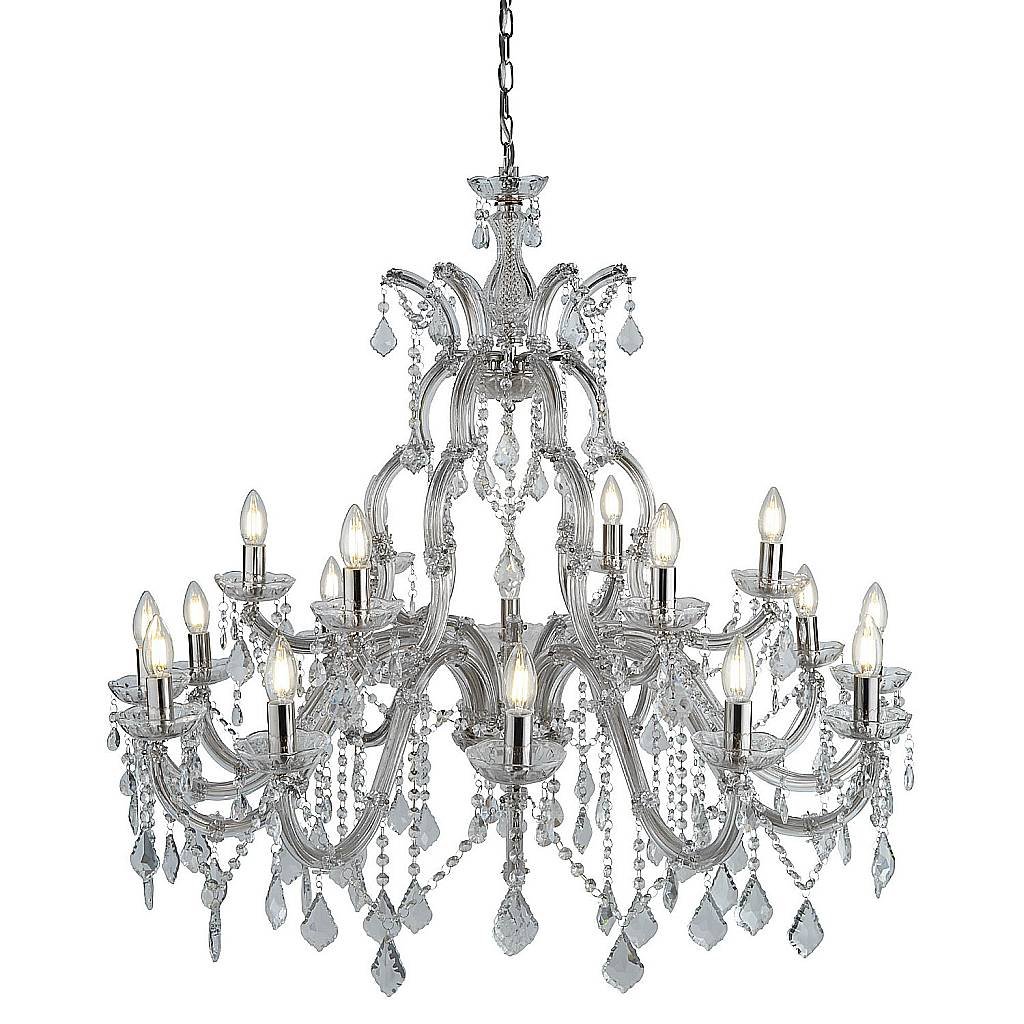 Lampadario Classico Marie Therese Acciaio Cromo Acrilico Trasparente 18 Luci E14
