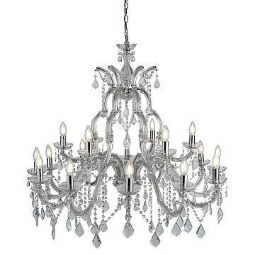 Lampadario Classico Marie Therese Acciaio Cromo Acrilico Trasparente 18 Luci E14 Lampadario Classico Marie Therese Acciaio Cromo Acrilico Trasparente 18 Luci E14