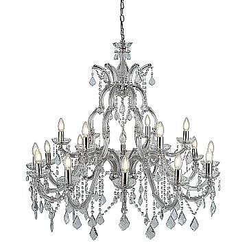 Lampadario Classico Marie Therese Acciaio Cromo Acrilico Trasparente 18 Luci E14