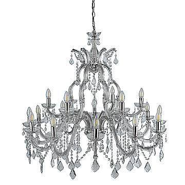 Lampadario Classico Marie Therese Acciaio Cromo Acrilico Trasparente 18 Luci E14