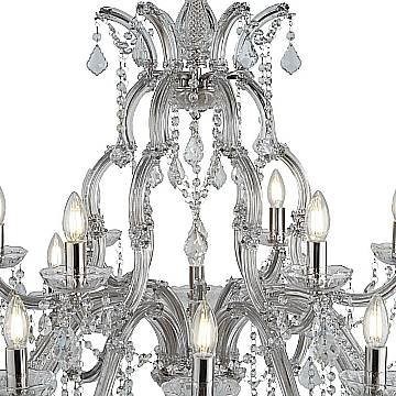 Lampadario Classico Marie Therese Acciaio Cromo Acrilico Trasparente 18 Luci E14