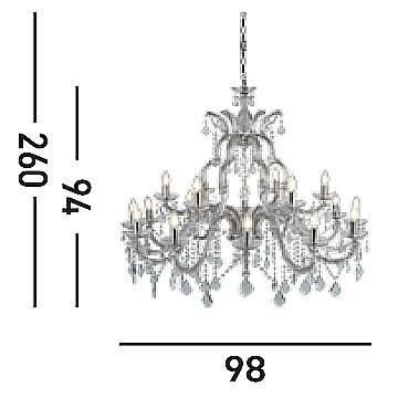 Lampadario Classico Marie Therese Acciaio Cromo Acrilico Trasparente 18 Luci E14