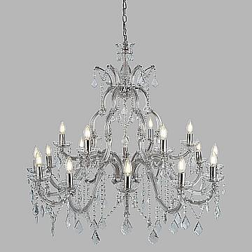 Lampadario Classico Marie Therese Acciaio Cromo Acrilico Trasparente 18 Luci E14