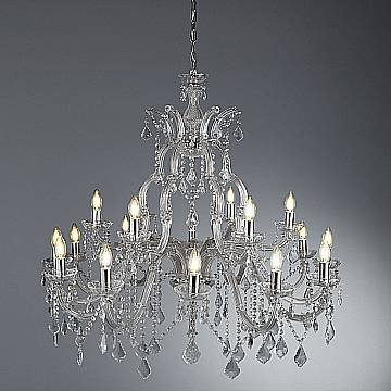 Lampadario Classico Marie Therese Acciaio Cromo Acrilico Trasparente 18 Luci E14