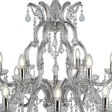 Lampadario Classico Marie Therese Acciaio Cromo Acrilico Trasparente 18 Luci E14