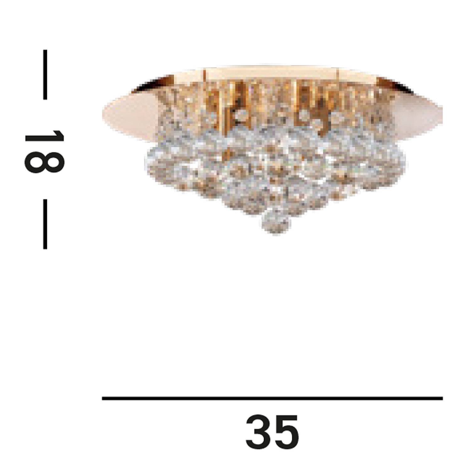 Plafoniera Classica Hanna Acciaio Oro Vetro 4 Luci G9 3404-4GO