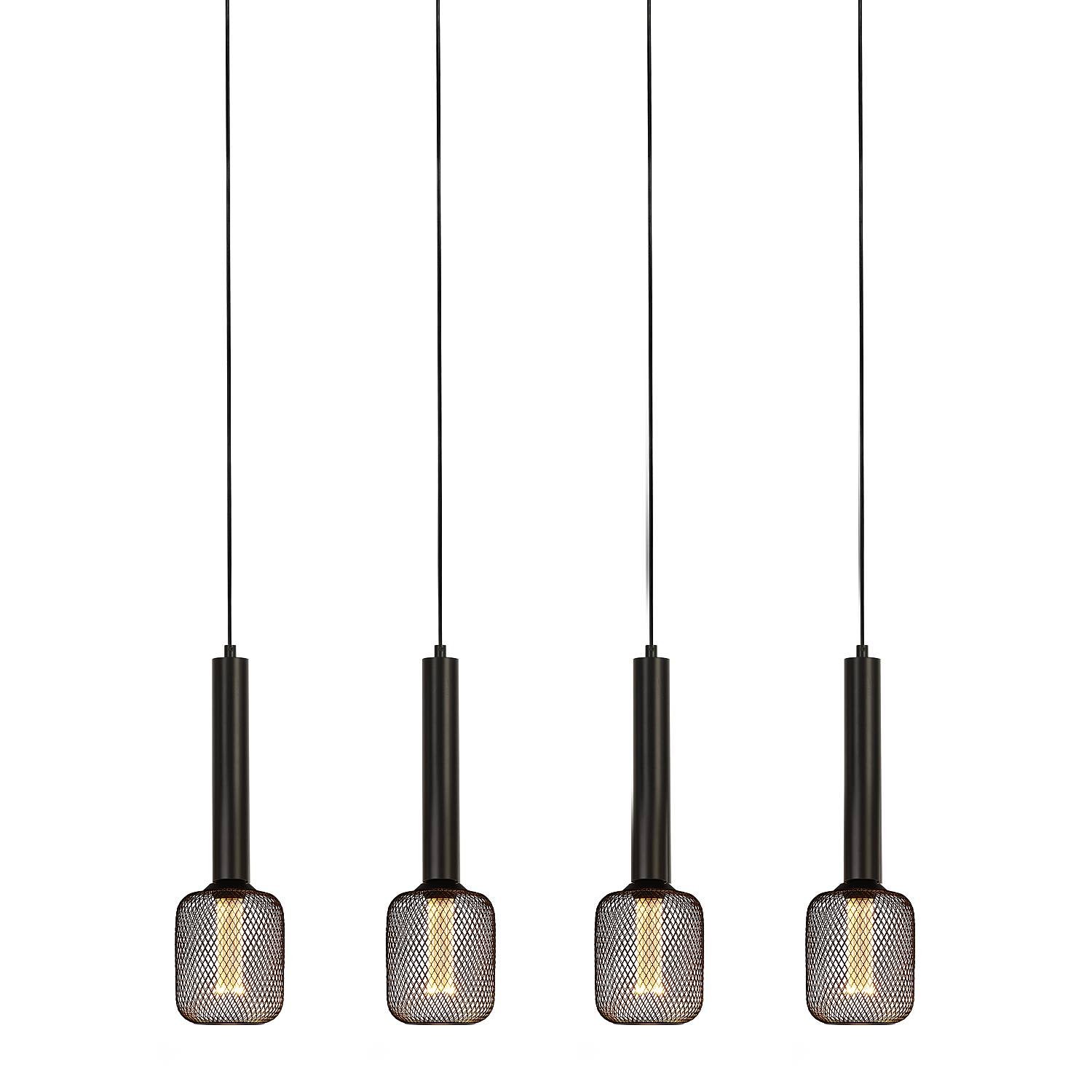 Lampadario Contemporaneo Dulwich Acciaio Nero 4 Luci E27 35720-4BK