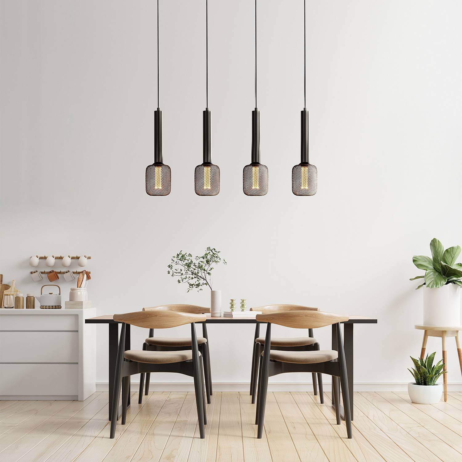Lampadario Contemporaneo Dulwich Acciaio Nero 4 Luci E27 35720-4BK