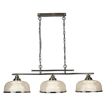 Lampadario Rustico Bistrot Ii Acciaio Ottone Vetro Trasparente 3 Luci E27