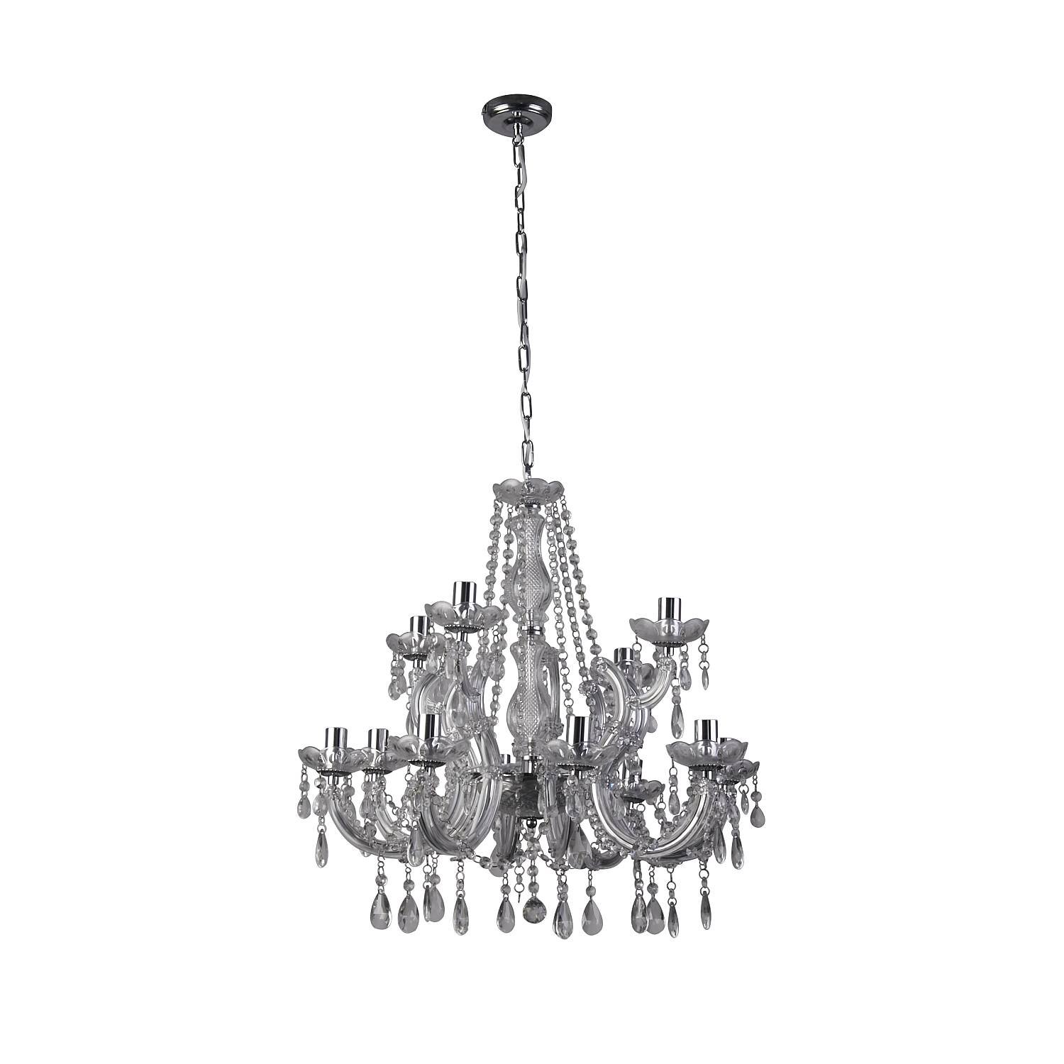 Lampadario Classico Marie Therese Acciaio Cromo Acrilico Trasparente 12 Luci E14 Lampadario Classico Marie Therese Acciaio Cromo Acrilico Trasparente 12 Luci E14