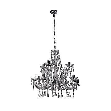 Lampadario Classico Marie Therese Acciaio Cromo Acrilico Trasparente 12 Luci E14