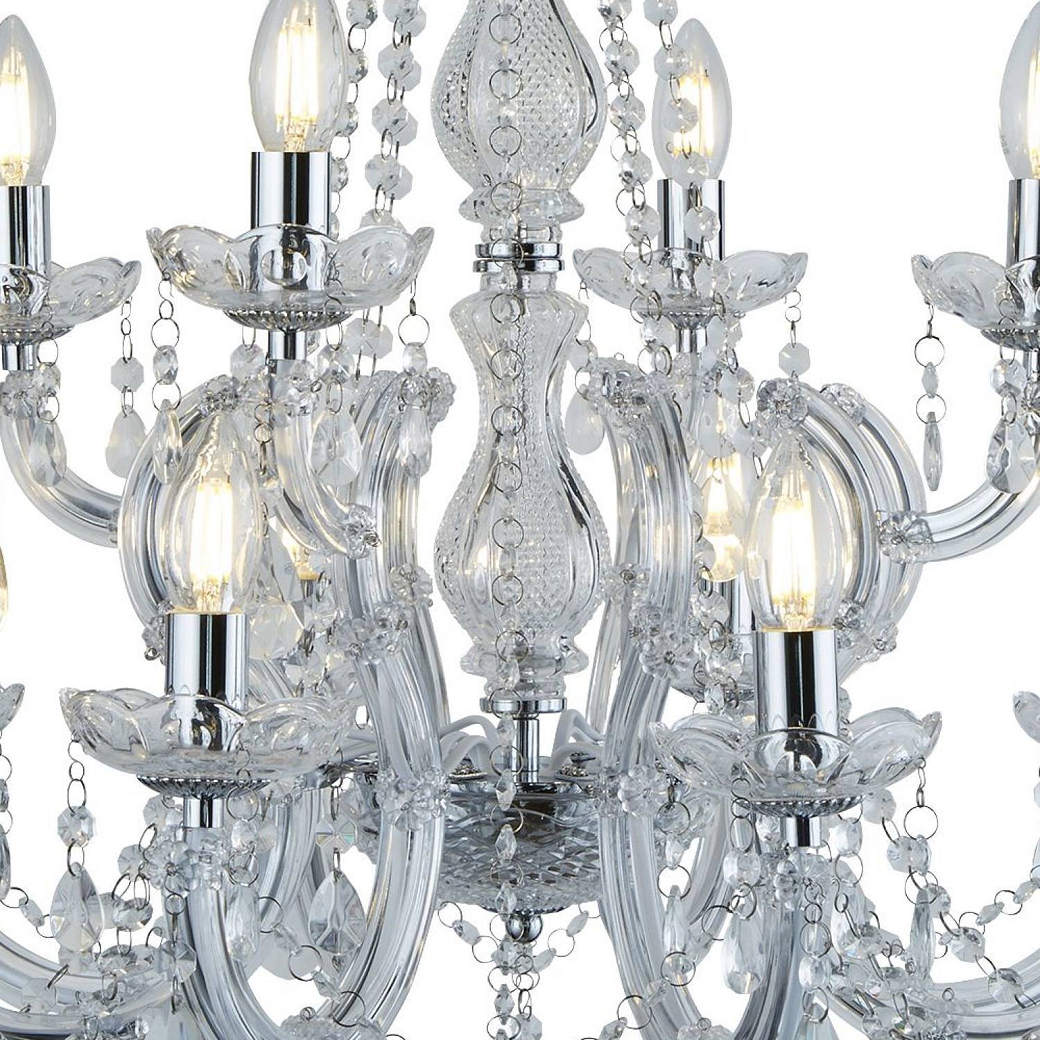 Lampadario Classico Marie Therese Acciaio Cromo Acrilico Trasparente 12 Luci E14 Lampadario Classico Marie Therese Acciaio Cromo Acrilico Trasparente 12 Luci E14