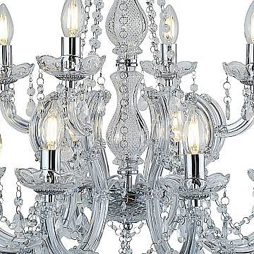 Lampadario Classico Marie Therese Acciaio Cromo Acrilico Trasparente 12 Luci E14