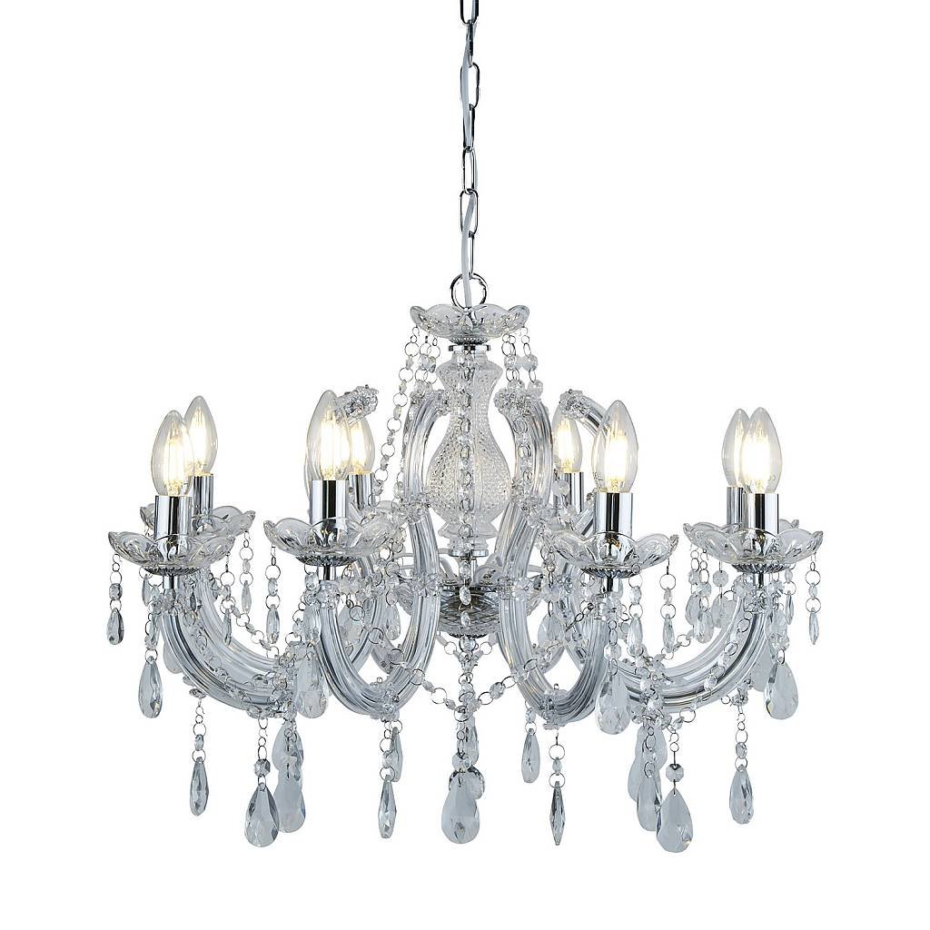 Lampadario Classico Marie Therese Acciaio Cromo Acrilico Trasparente 8 Luci E14