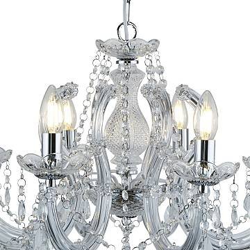 Lampadario Classico Marie Therese Acciaio Cromo Acrilico Trasparente 8 Luci E14