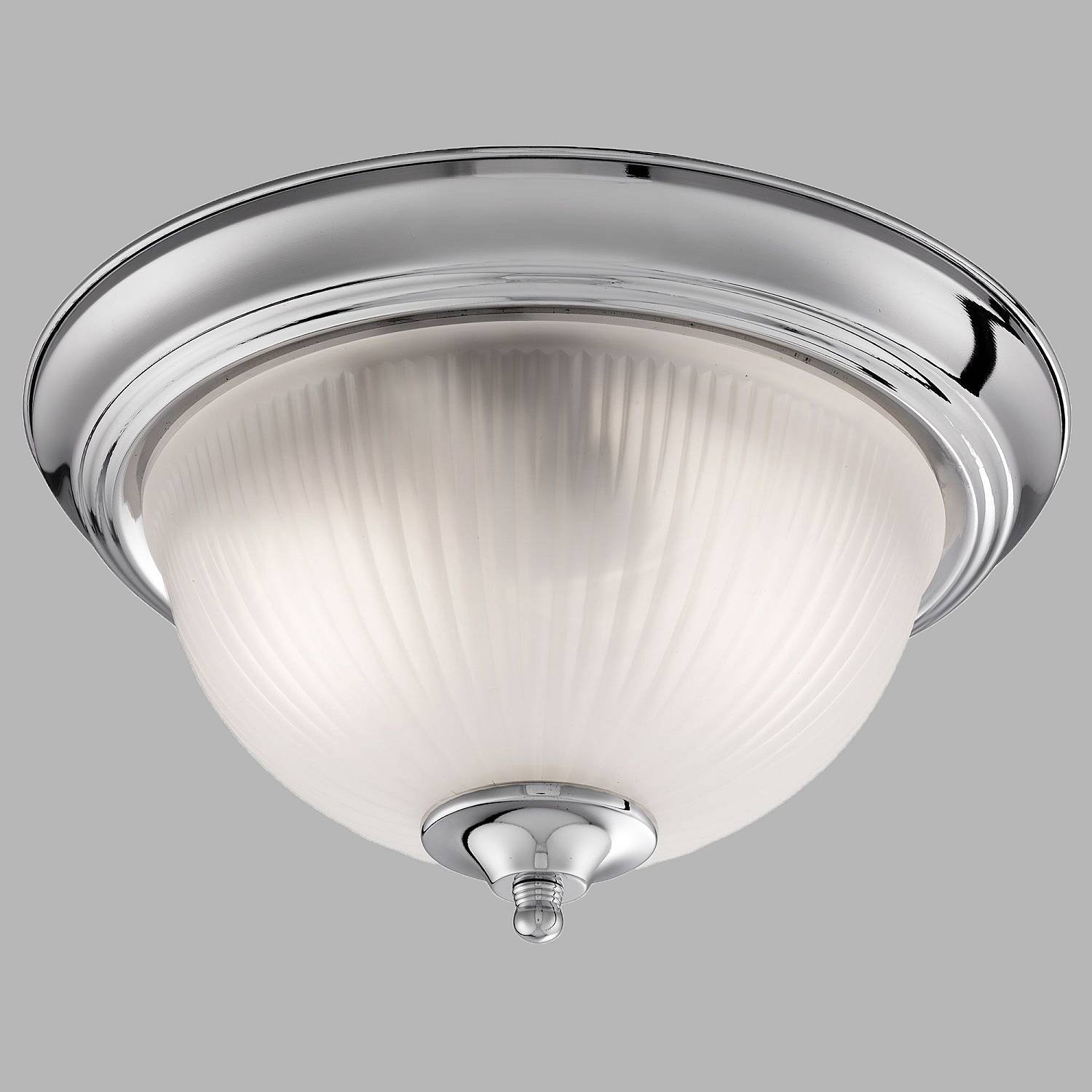 Plafoniera Classica American Dinner Acciaio Cromo Vetro 1 Luce E14 4042