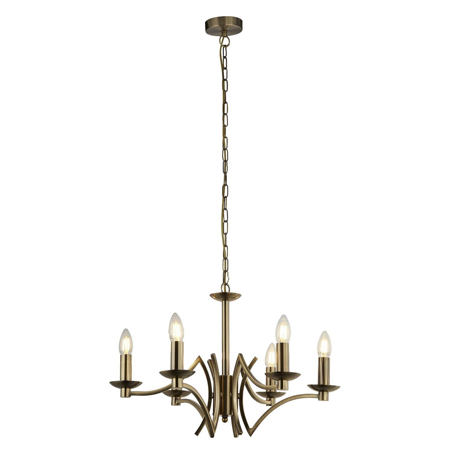 Lampadario Industrial-Nordico Ascot Acciaio Ottone 6 Luci E14 41312-6AB