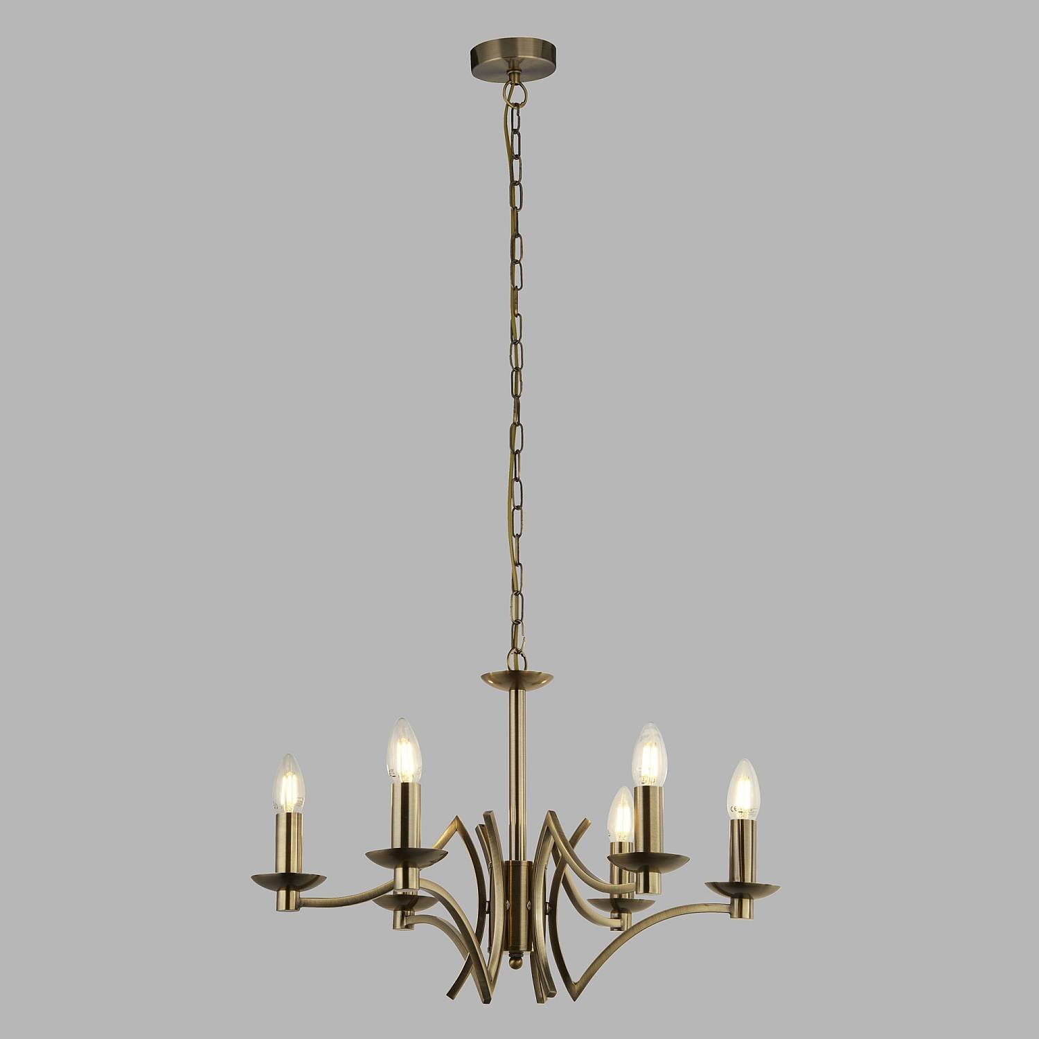 Lampadario Industrial-Nordico Ascot Acciaio Ottone 6 Luci E14 41312-6AB