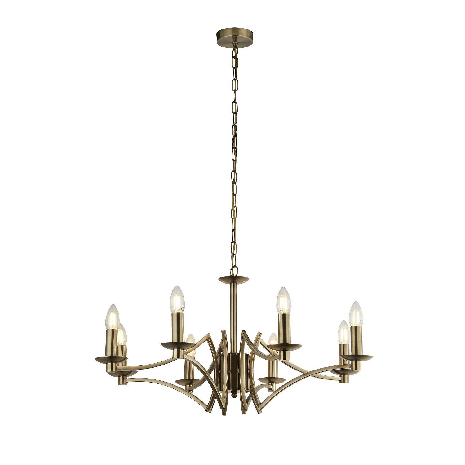 Lampadario Industrial-Nordico Ascot Acciaio Ottone 8 Luci E14 41312-8AB