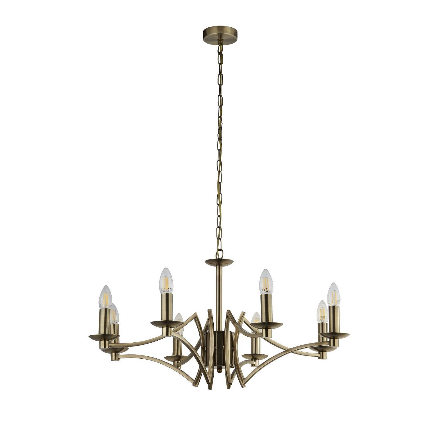 Lampadario Industrial-Nordico Ascot Acciaio Ottone 8 Luci E14 41312-8AB