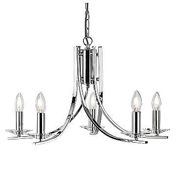 Lampadario Industrial-Nordico Ascona Acciaio Cromo Vetro 5 Luci E14 Lampadario Industrial-Nordico Ascona Acciaio Cromo Vetro 5 Luci E14
