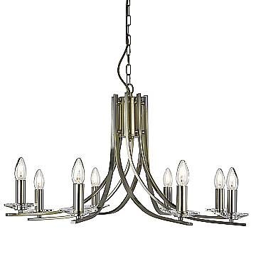Lampadario Industrial-Nordico Ascona Acciaio Ottone Vetro 8 Luci E14 Lampadario Industrial-Nordico Ascona Acciaio Ottone Vetro 8 Luci E14