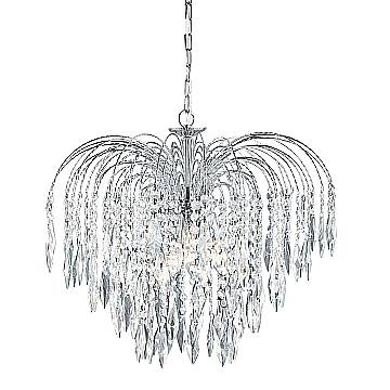 Lampadario Classico Waterfall Acciaio Cromo Cristallo 5 Luci E14