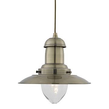 Sospensione Rustico-Country Fisher Man Acciaio Adjustable Vetro 1 Luce E27