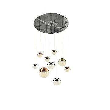 Plafoniera Contemp Pianeti Acciaio Cromo Policarbonato Ottone Led 78W 4000K Plafoniera Contemp Pianeti Acciaio Cromo Policarbonato Ottone Led 78W 4000K