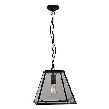 Sospensione Industrial-Nordico Lantern Noir Acciaio Nero Vetro 1 Luce E27 Sospensione Industrial-Nordico Lantern Noir Acciaio Nero Vetro 1 Luce E27