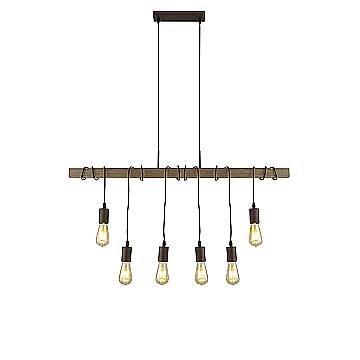 Lampadario Industrial-Nordico Fienile Acciaio Marrone 6 Luci E27 Lampadario Industrial-Nordico Fienile Acciaio Marrone 6 Luci E27