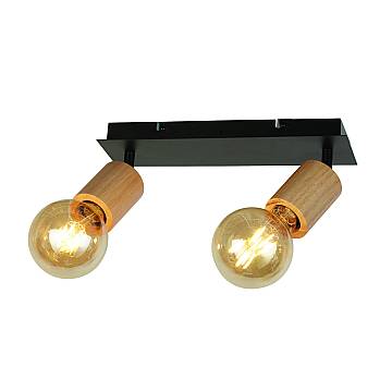 Plafoniera Industrial-Nordico Spinoso Acciaio Nero Marrone 2 Luci E27 Plafoniera Industrial-Nordico Spinoso Acciaio Nero Marrone 2 Luci E27