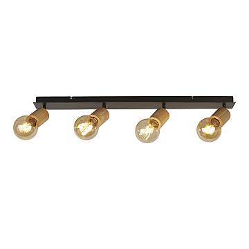 Plafoniera Industrial-Nordico Spinoso Acciaio Nero Marrone 4 Luci E27 Plafoniera Industrial-Nordico Spinoso Acciaio Nero Marrone 4 Luci E27