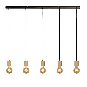 Lampadario Lineare Industrial-Nordico Spinoso Acciaio Nero Marrone 5 Luci E27 Lampadario Lineare Industrial-Nordico Spinoso Acciaio Nero Marrone 5 Luci E27