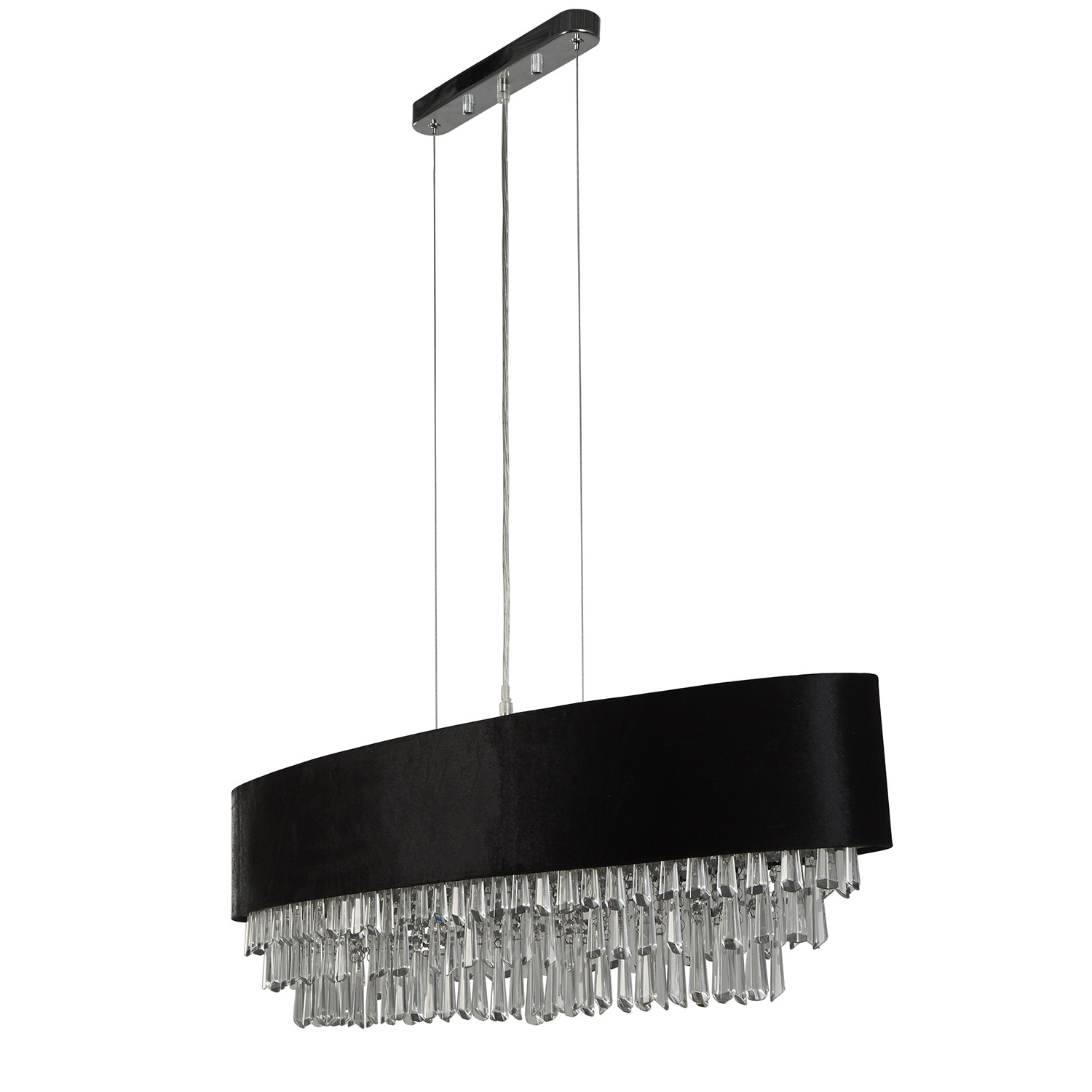 Lampadario Contemporaneo Fascino Acciaio Cromo Tessuto 8 Luci G9 50818-8BK