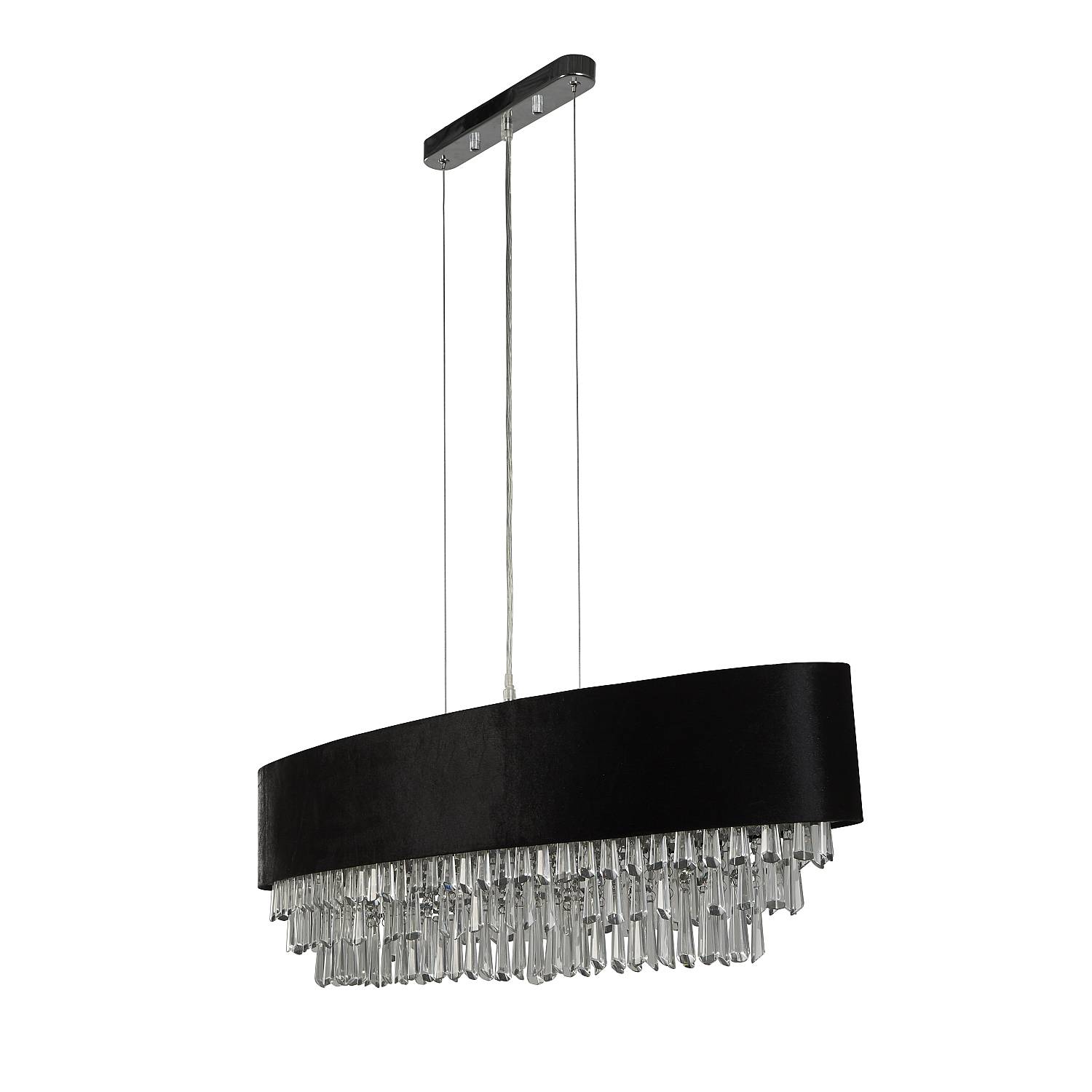 Lampadario Contemporaneo Fascino Acciaio Cromo Tessuto 8 Luci G9 50818-8BK