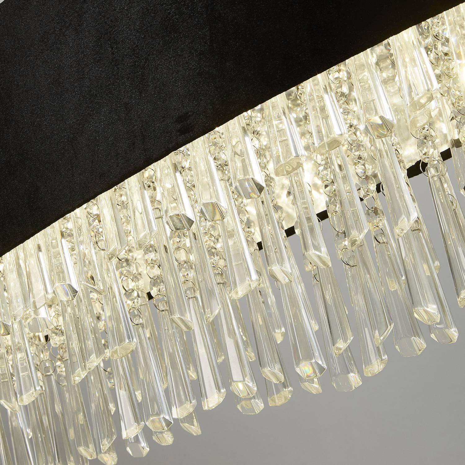 Lampadario Contemporaneo Fascino Acciaio Cromo Tessuto 8 Luci G9 50818-8BK