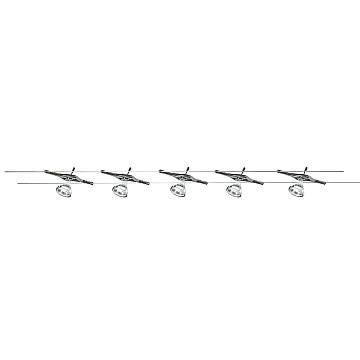 Plafoniera Contemp Cavo Acciaio Cromo Policarbonato Argento 5 Luci Gu5.3 5X5W