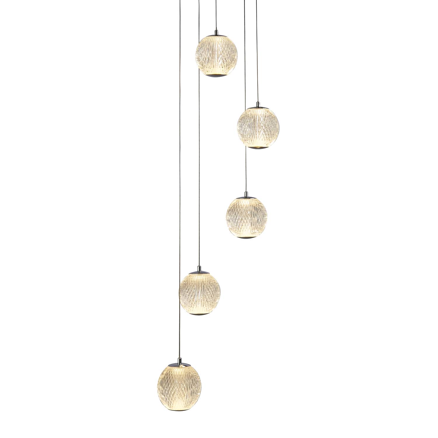 Lampadario Contemporaneo Fascino Acciaio Cromo Policarbonato Led 28W 3000K 51481-5CC