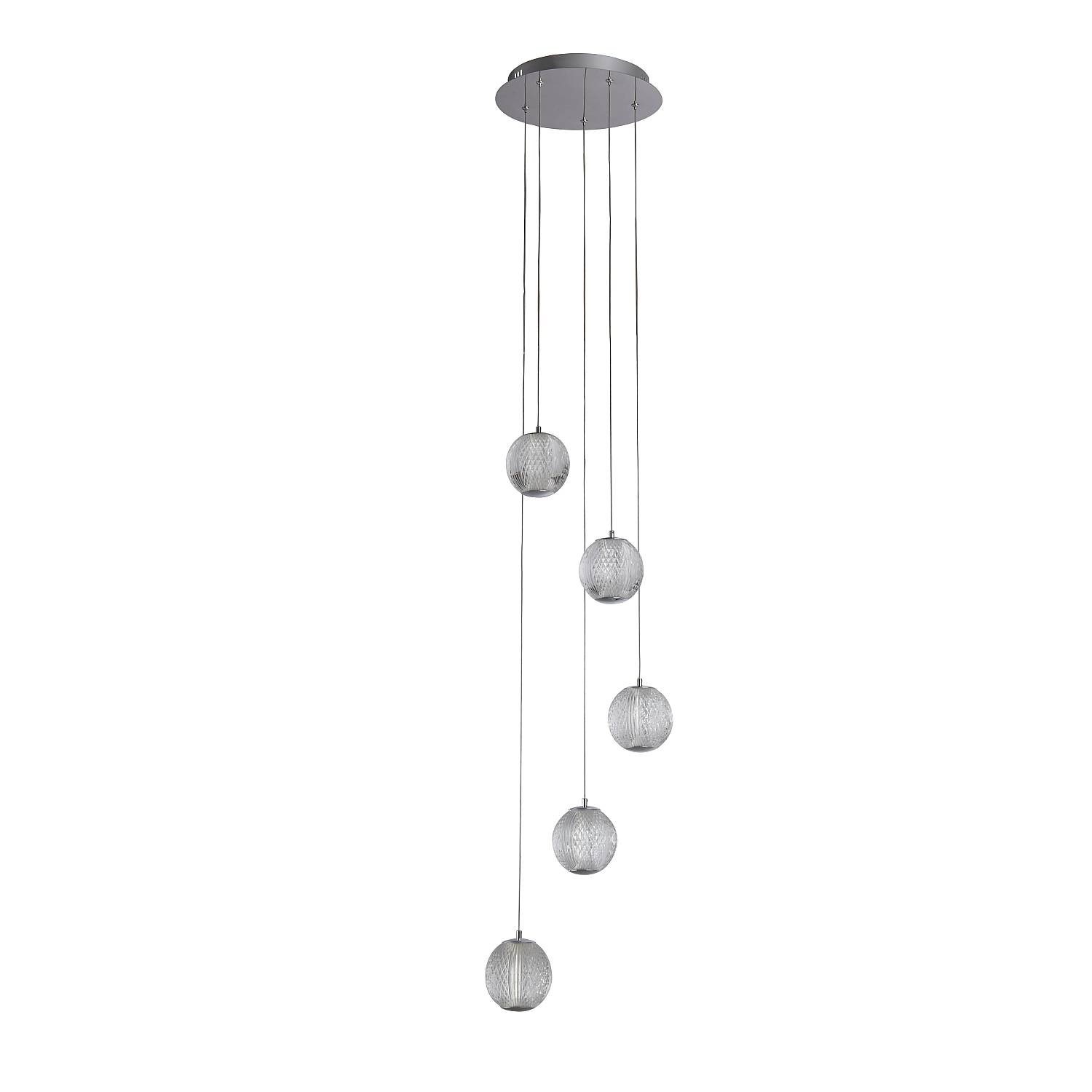 Lampadario Contemporaneo Fascino Acciaio Cromo Policarbonato Led 28W 3000K 51481-5CC