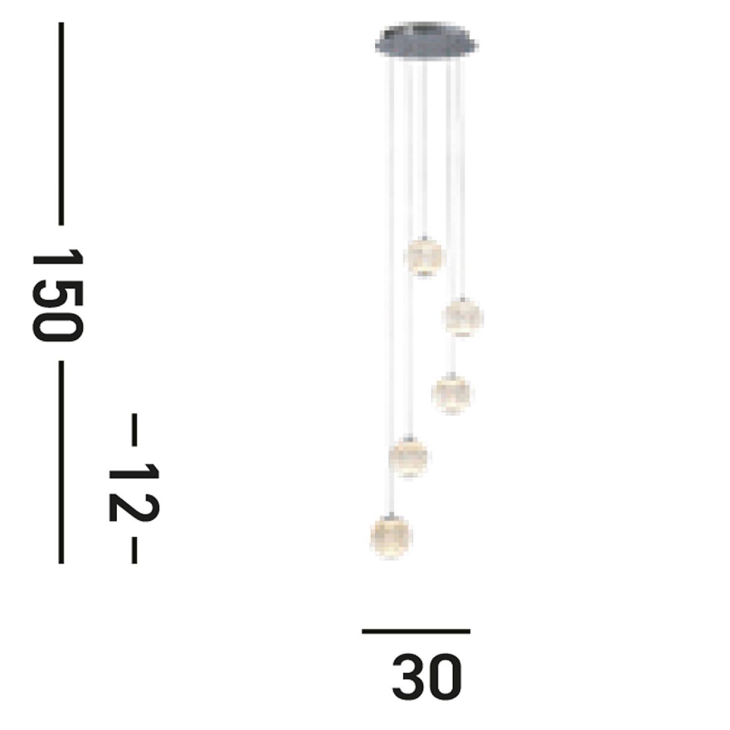Lampadario Contemporaneo Fascino Acciaio Cromo Policarbonato Led 28W 3000K 51481-5CC