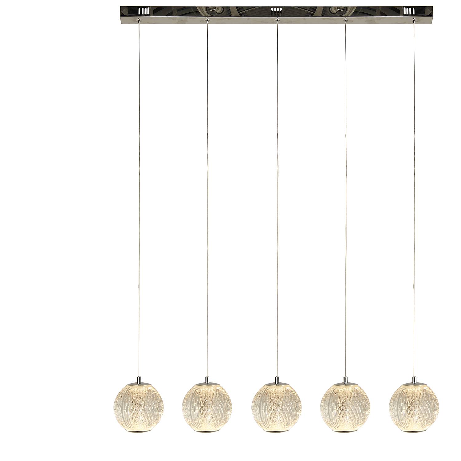 Lampadario Lineare Contemp Fascino Acciaio Cromo Policarbonato Led 28W 3000K 51485-5CC