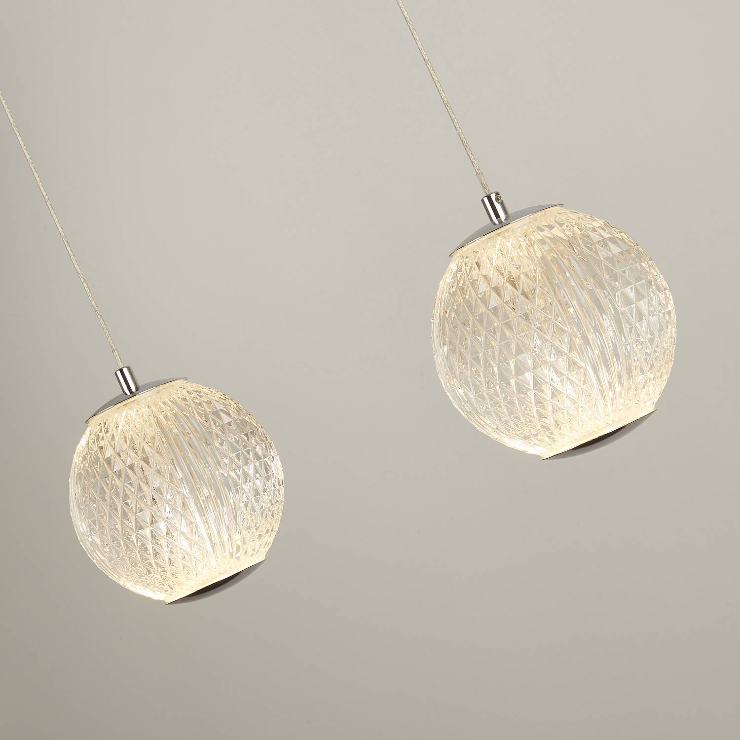 Lampadario Lineare Contemp Fascino Acciaio Cromo Policarbonato Led 28W 3000K 51485-5CC