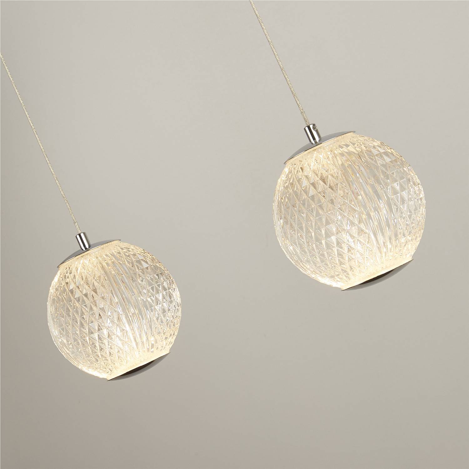 Lampadario Lineare Contemp Fascino Acciaio Cromo Policarbonato Led 28W 3000K 51485-5CC