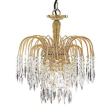 Lampadario Classico Waterfall Acciaio Oro Vetro 3 Luci E14