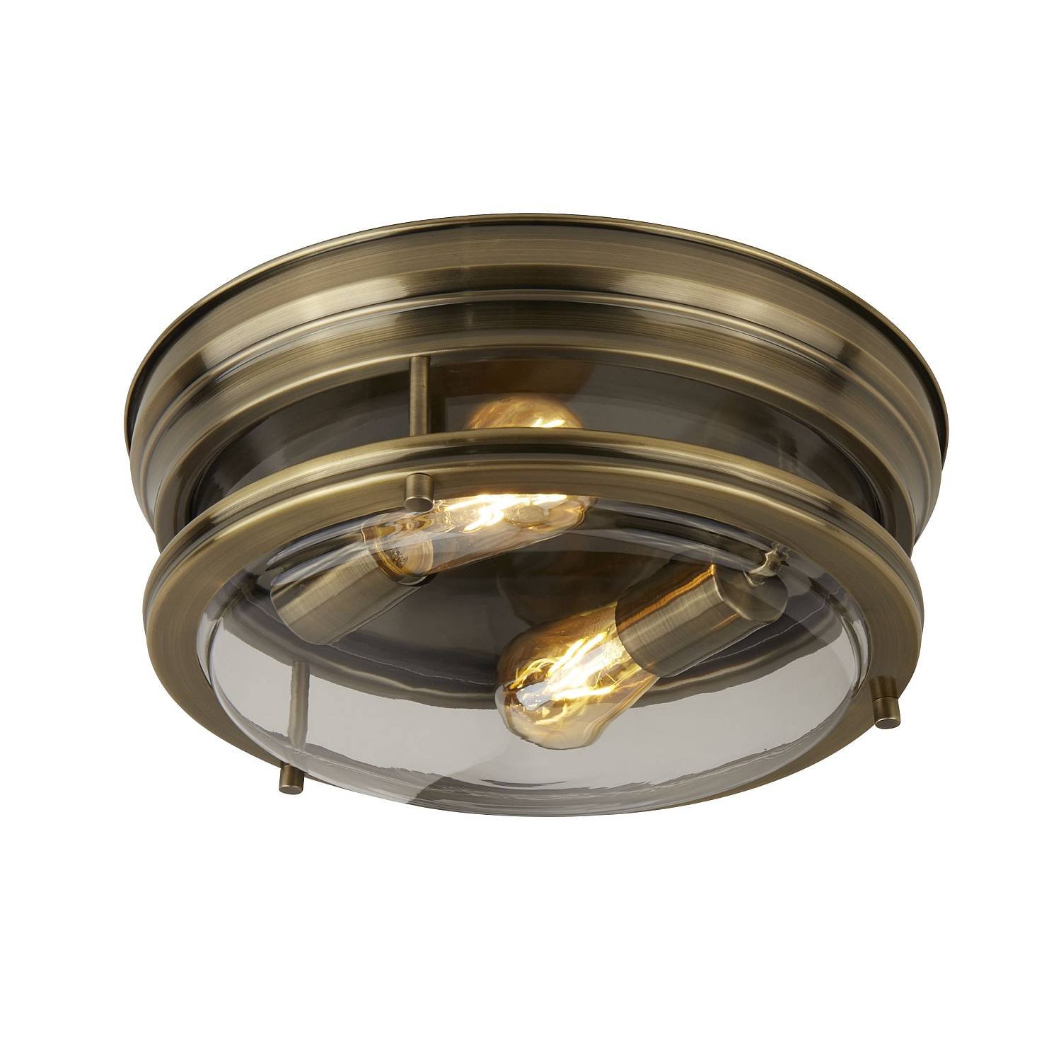 Plafoniera Contemporanea Glasgow Acciaio Ottone Vetro Trasparente 1 Luce E27 5182AB
