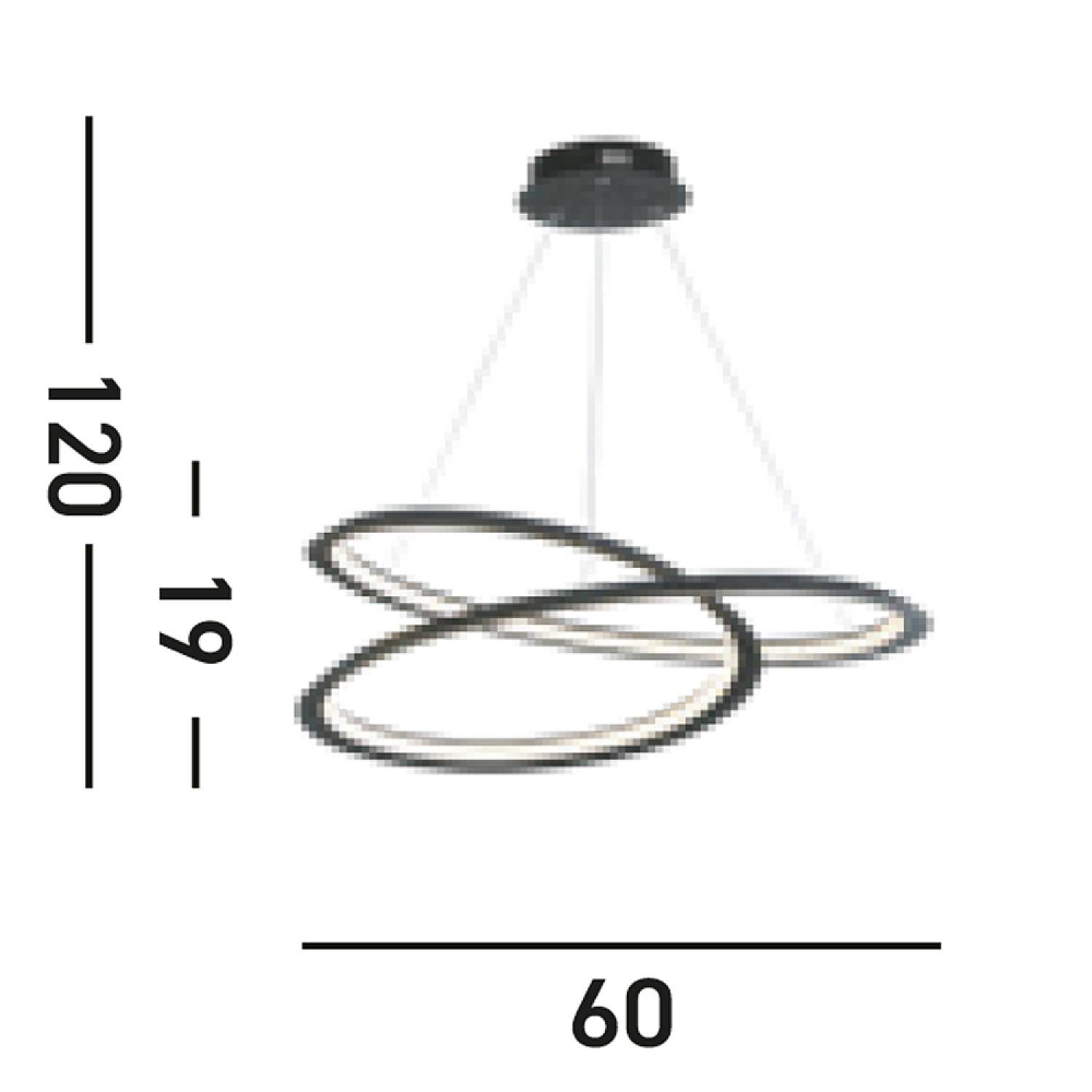 Lampadario Moderno Vortice Ii Acciaio Nero Silicone Bianco Led 41,13W 3000K 51871-1BK